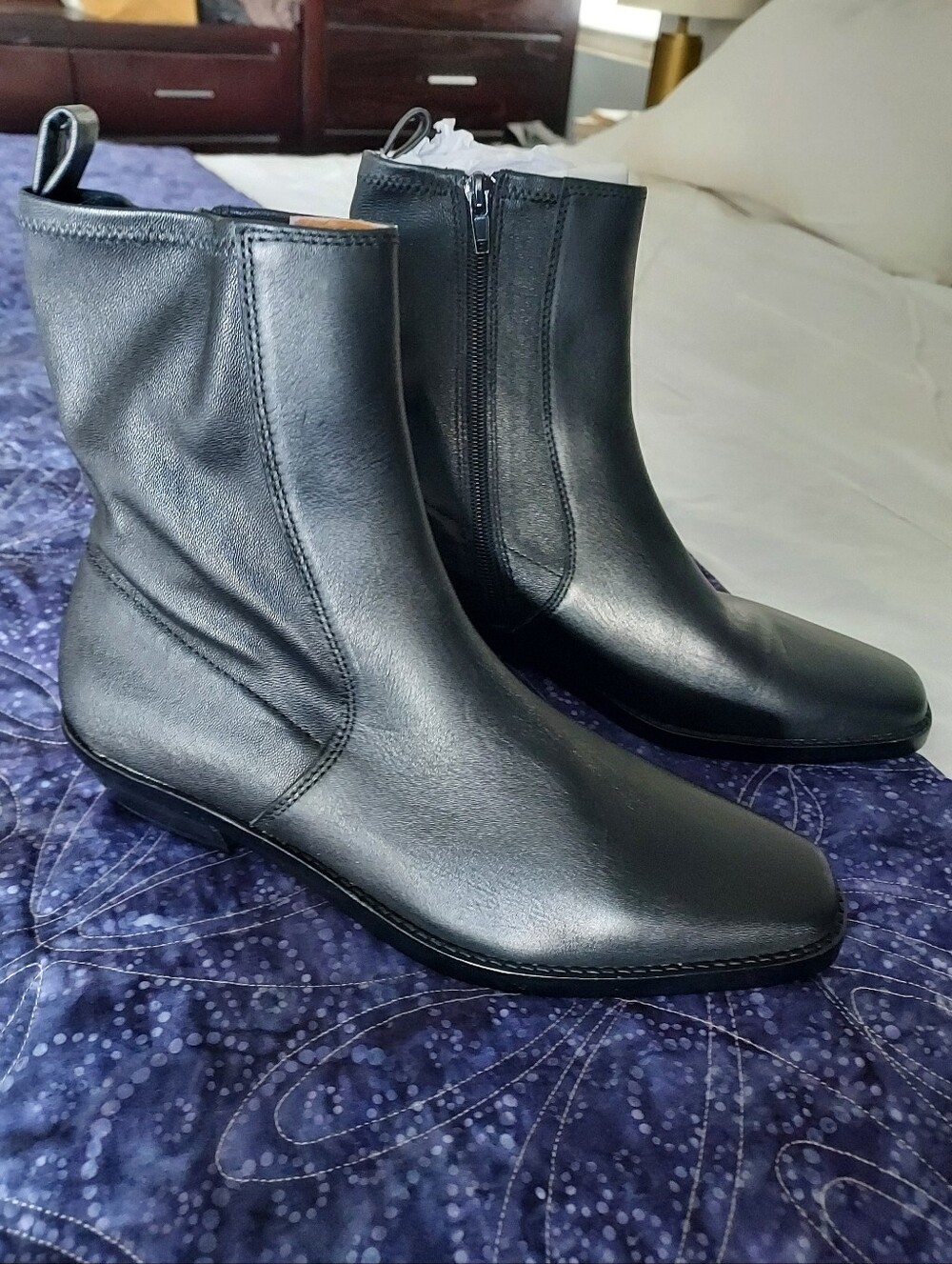 NWOB Madewell Idris Black Leather Ankle Boots, 8 (Fit Like 8.5)